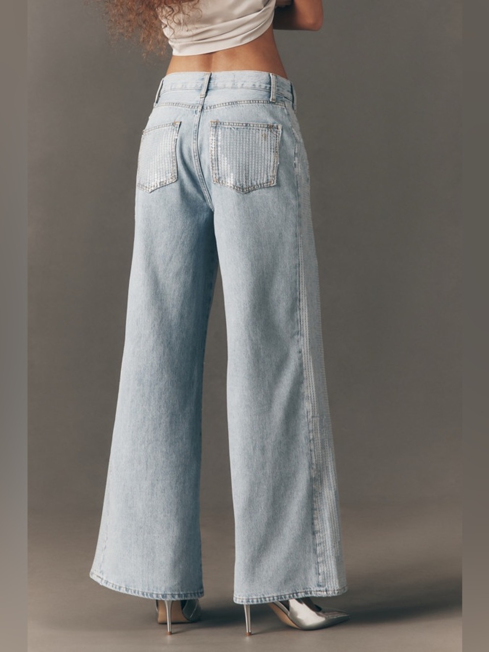 PILCRO Sequin Skater High-Rise Wide-Leg Jeans - Picture 2 of 5